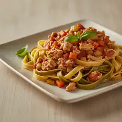 Tagliatelle paglia e fieno con ragù di coniglio