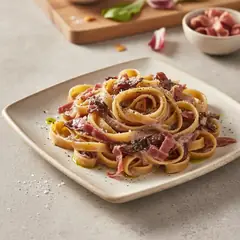 Tagliatelle radicchio e speck