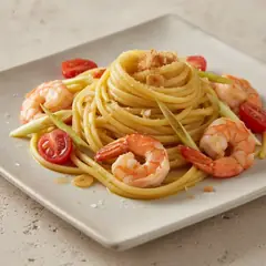 Tagliolini con gamberi e lemongrass
