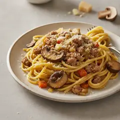 Tagliolini con ragù di coniglio e funghi