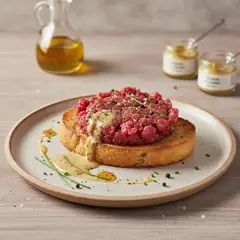 Tartare di carne su bruschetta