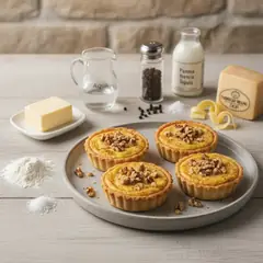 Tartellette salate con crema allo zafferano e noci