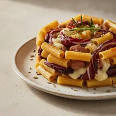 Timballo al radicchio, salsiccia e scamorza