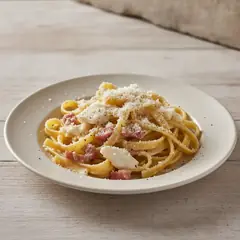 Tonnarelli alla gricia con baccalà
