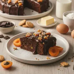 Torta al cioccolato con albicocche e amaretti