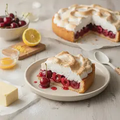Torta alle ciliegie meringata