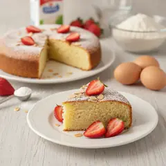 Torta allo yogurt con fragole e mandorle
