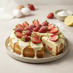 Torta con fragole e cioccolato bianco