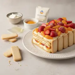 Torta di Pavesini con fragole e albicocche