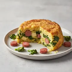 Torta di riso con cime di rapa e salamella