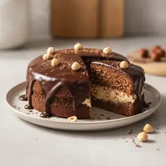 Torta nocciole e cioccolato farcita
