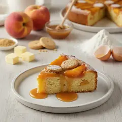 Torta rovesciata di pesche e amaretti