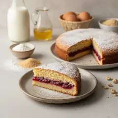 Torta versata con confettura