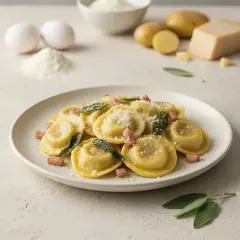 Tortelli di patate e pancetta con burro e salvia