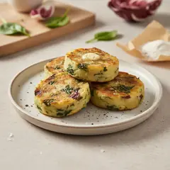 Tortini di patate spinaci e radicchio