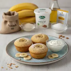 Tortini yogurt e banane senza uova