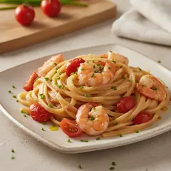 Troccoli in salsa rosa di pomodorini Pachino e mazzancolle