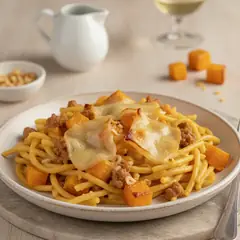Trofie con salsiccia e zucca al forno