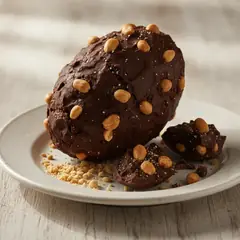 Uovo di Pasqua al cioccolato fondente e arachidi