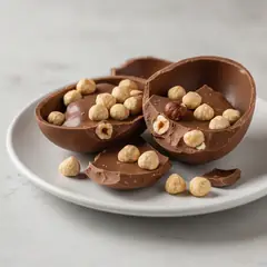 Uovo di Pasqua al cioccolato al latte e nocciole