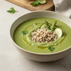 Vellutata di asparagi e zucchine con quinoa