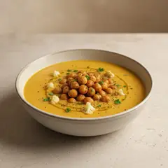 Vellutata di cavolfiore e curcuma con ceci croccanti