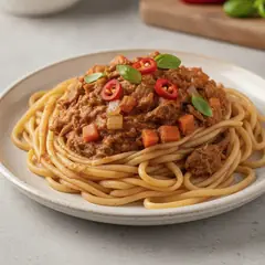 Vermicelli con carne e sugo piccante
