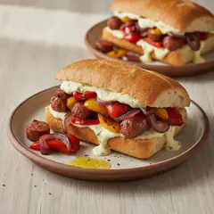Verzini al bbq con peperoni e cipolle