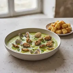 Vongole veraci su vellutata di zucchine