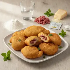 Zeppoline salate con salame e formaggio