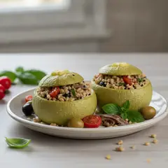 Zucchine ripiene con cereali e quinoa