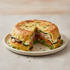 Zuccotto di lasagne con verdure, fontina e prosciutto
