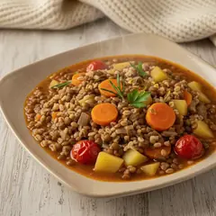Zuppa ai 3 cereali, lenticchie e patate