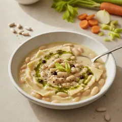 Zuppa cremosa di fagioli cannellini con maltagliati