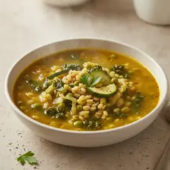 Zuppa d'orzo verdure e curcuma